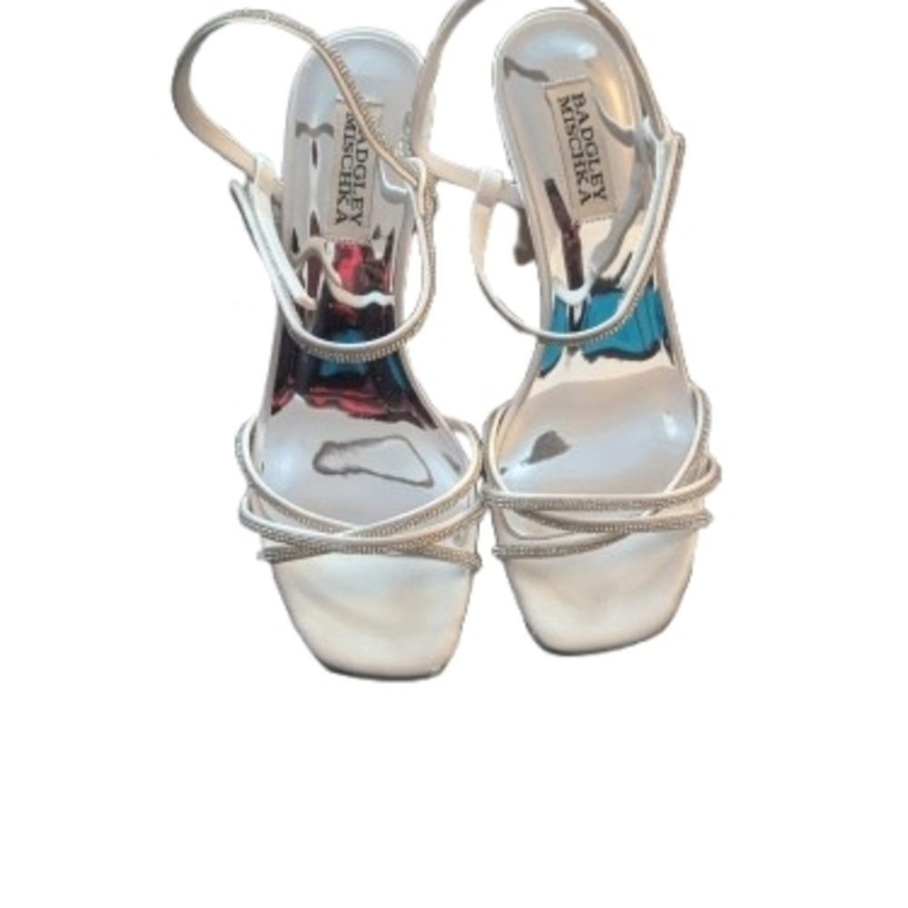 Badgley Mischka Silver Strappy Heels